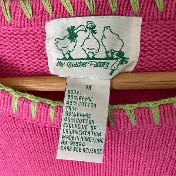 Vintage The Quacker Factory Pink Short Sleeve Flamingo Sweater Shirt Size XL - Picture 2 of 9